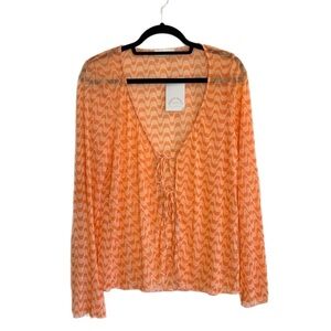 NWT dippin daisys 70s retro style tie front  orange swimsuit coverup